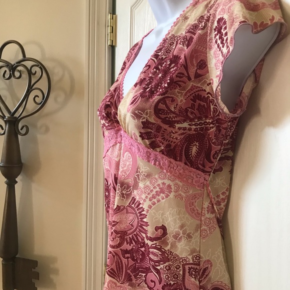 ❌SOLD❌NWT Pink Lace Trim Short Sleeve Top - Picture 6 of 14